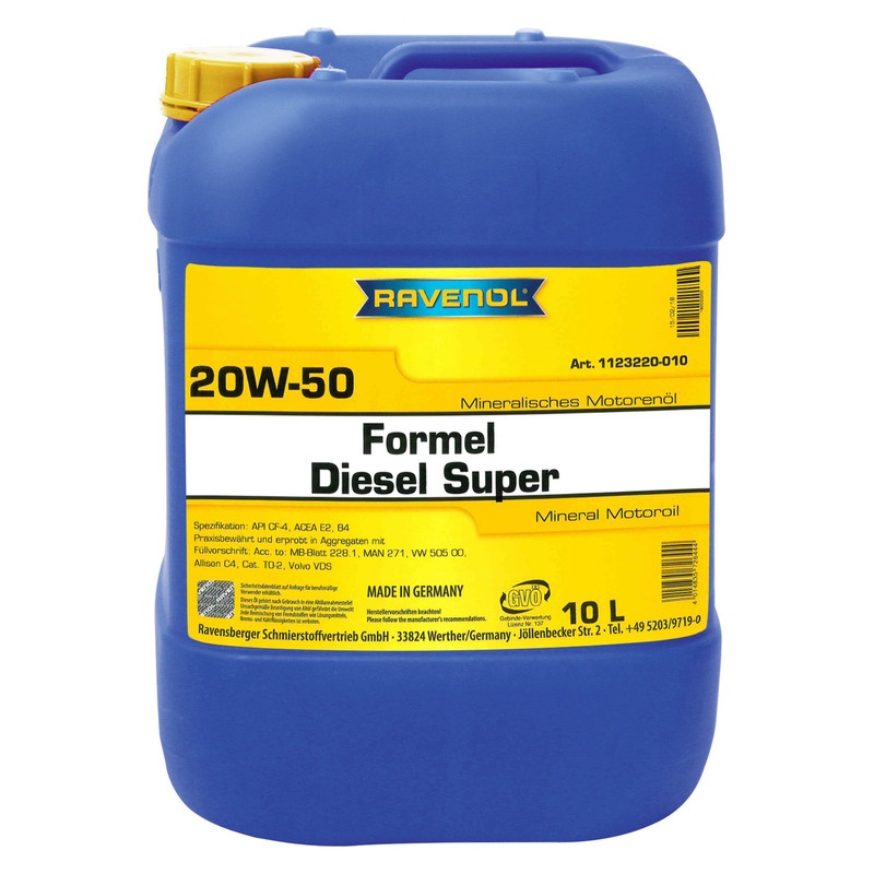 Моторное масло RAVENOL Formel Diesel Super SAE 20W-50 (10л) фото 1