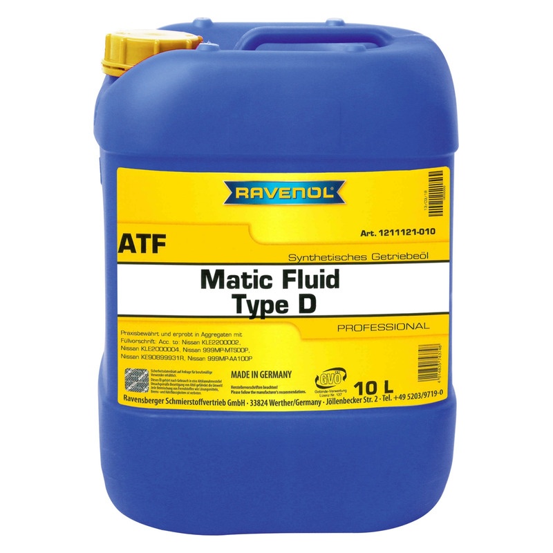 Трансмиссионное масло RAVENOL ATF Matic Fluid Type D (10л) фото 1