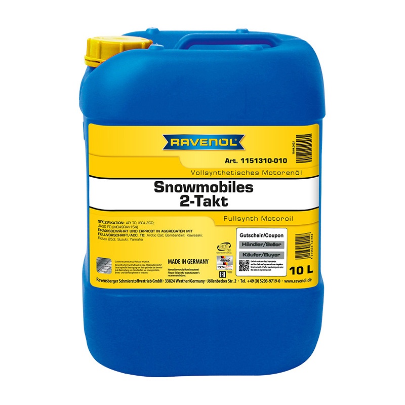 Масло для 2-Такт снегоходов RAVENOL Snowmobiles Fullsynth. 2-Takt (10л) фото 1