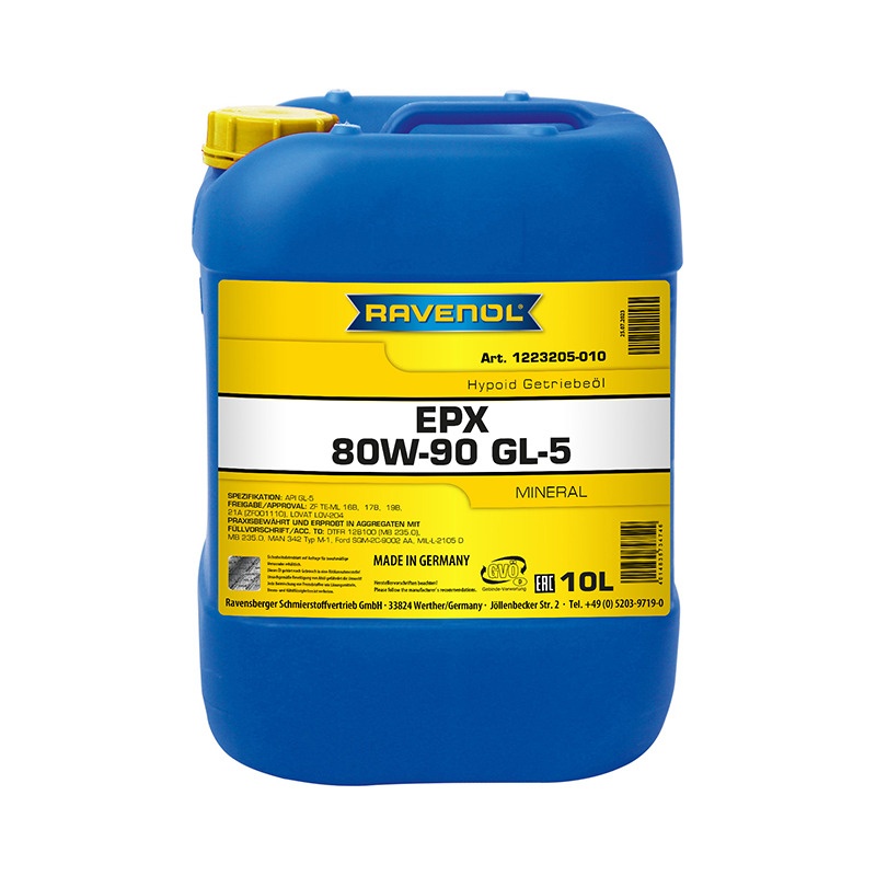 Трансмиссионное масло RAVENOL Getriebeoel EPX SAE 80W-90 GL-5 (10л) фото 1