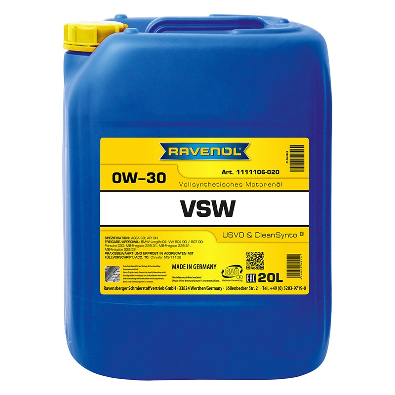 Моторное масло RAVENOL VSW SAE 0W-30 (20л) фото 1