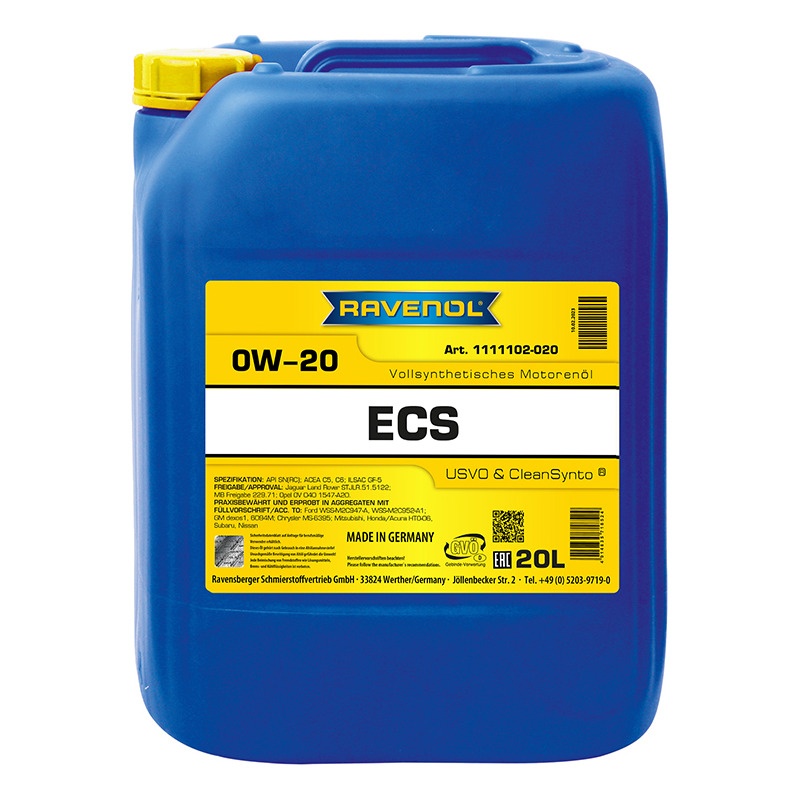 Моторное масло RAVENOL ECS EcoSynth SAE 0W-20 (20л) фото 1