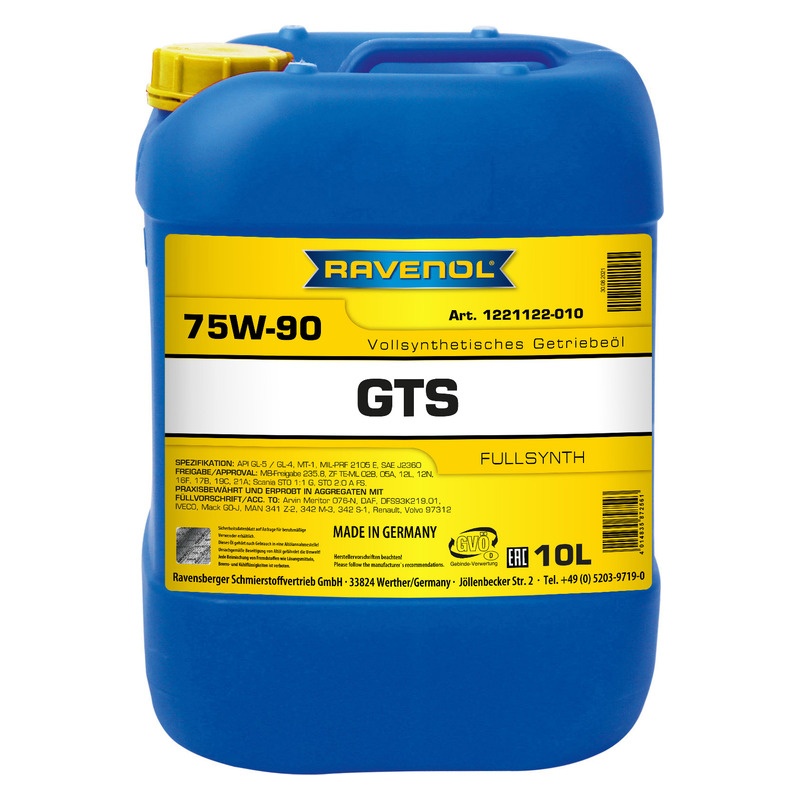 Трансмиссионное масло RAVENOL Gear Trans Synth GTS SAE 75W-90 (10л) фото 1