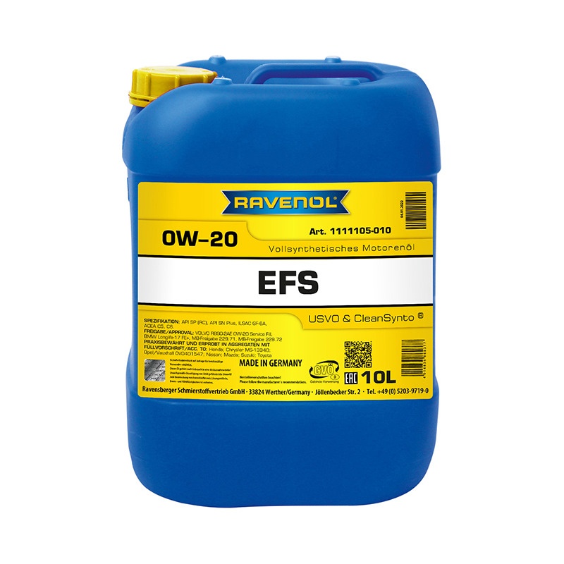 Моторное масло RAVENOL EFS EcoFullSynth SAE 0W-20 (10л) фото 1