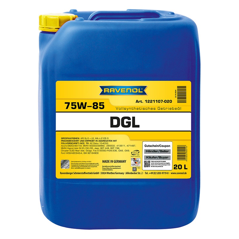 Трансмиссионное масло RAVENOL DGL SAE 75W-85 GL-5 LS (20л) фото 1