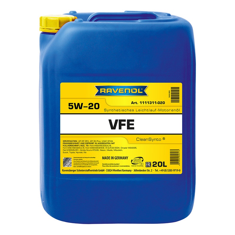 Моторное масло RAVENOL VFE SAE 5W-20 (20л) фото 1