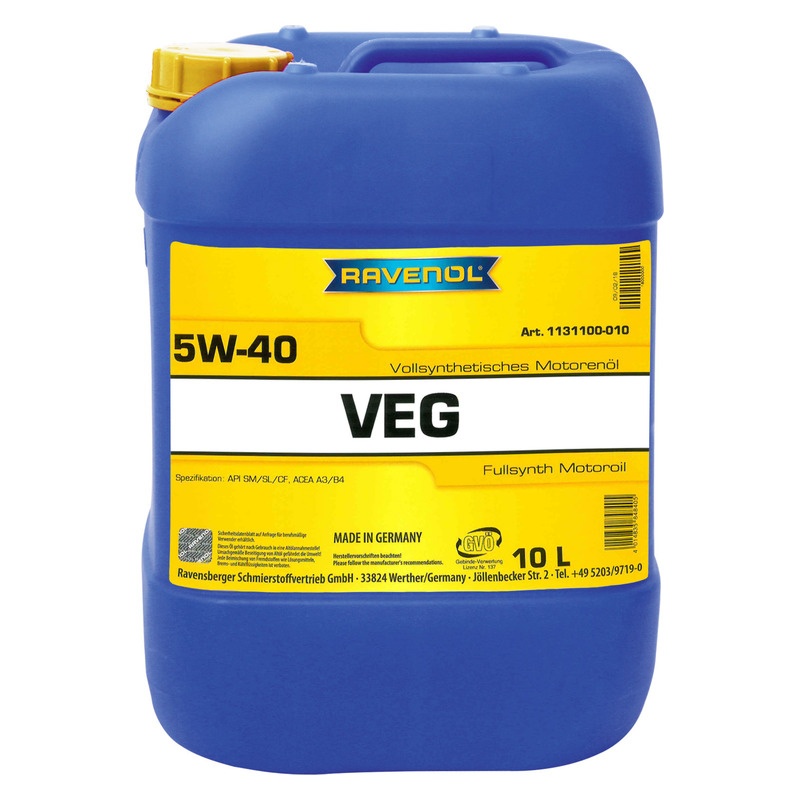 Моторное масло RAVENOL VEG SAE 5W-40 (10л) фото 1