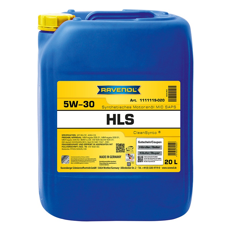 Моторное масло RAVENOL HLS SAE 5W-30 (20л) фото 1
